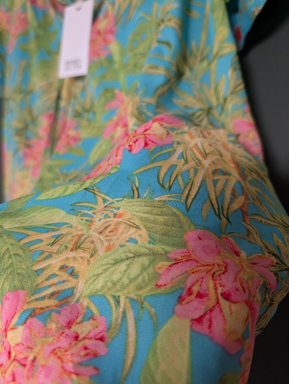 Rose & Olive Blue Floral Tassel Peasant Top 0038 - Picture 6 of 10